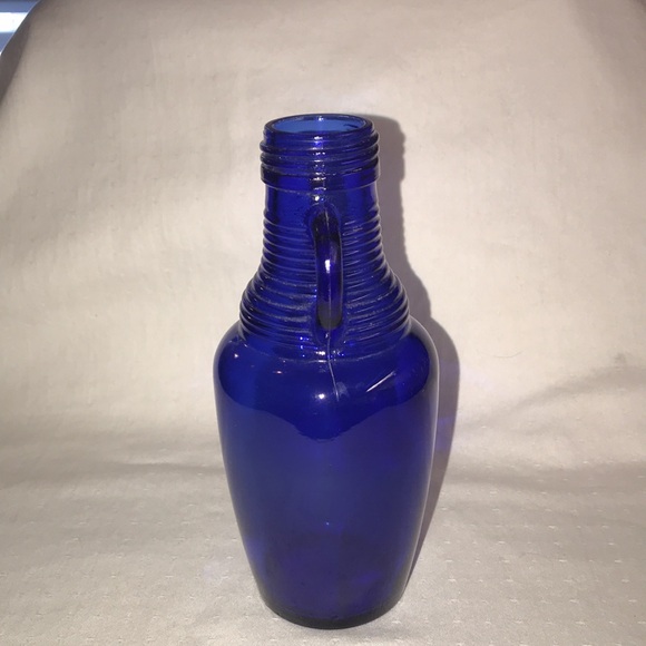 Cobalt Blue 2 Handle Jug Bottle/ Bud Base 7” - Picture 4 of 10